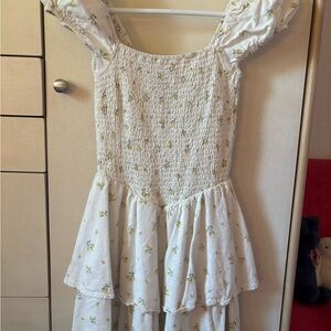 Floral Smocked Dress with Ruffle Sleeves
